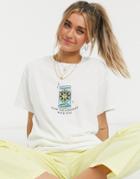 Daisy Street Relaxed T-shirt With Take The Sunshine Print-white