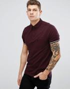 Fred Perry Slim Fit Button Down Oxford Weave Polo In Burgundy - Red