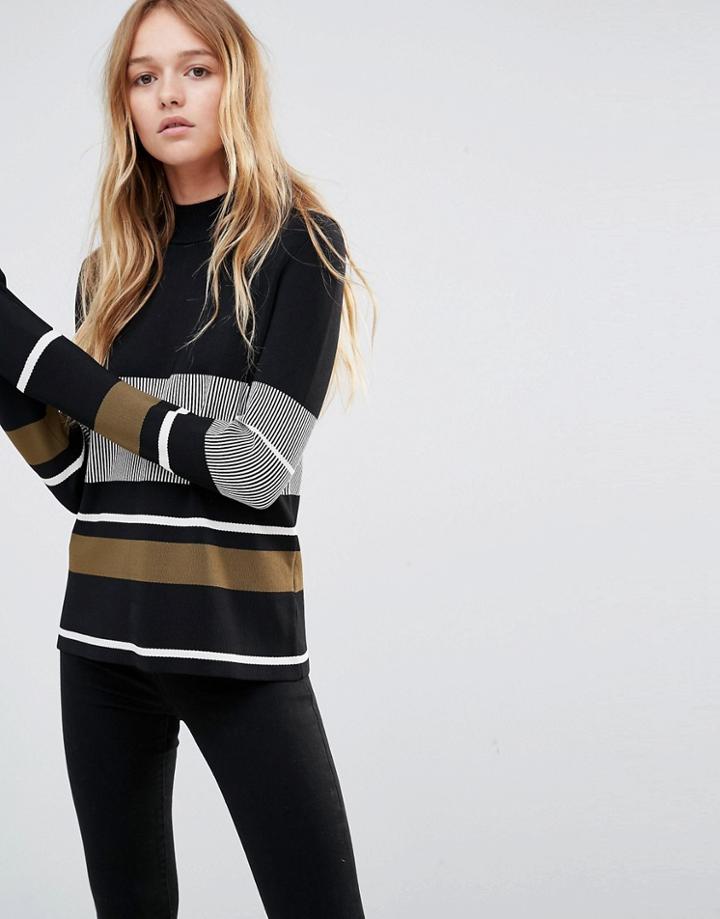 Weekday Stripe High Neck Jumper - Multi