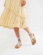 Asos Design Fletcher Tie Leg With Ring Detail Sandals - Cream