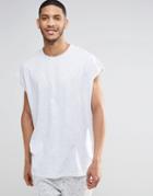 Asos Super Oversized Sleeveless T-shirt In Textured Fabric - White