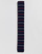 Selected Homme Knitted Tie In Navy Stripe - Navy