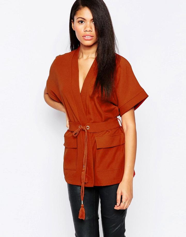 Influence Belted Kimono - Red