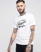 Original Penguin Script Logo T-shirt Slim Fit In White - White