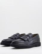 Bolongaro Trevor Leather Fringed Loafer Shoes With Ridge Sole-black