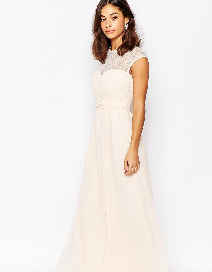 Little Mistress Petite Maxi Dress With Lace Insert - Pink