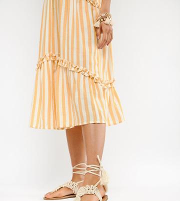 Parklane Crochet Tie Leg Sandals - Cream