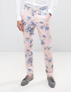 Asos Wedding Skinny Smart Pants In In Blush Floral Print - Pink