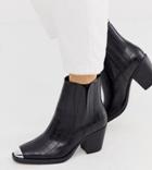 Truffle Collection Wide Fit Western Toe Cap Heeled Boots In Croc