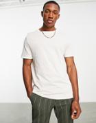 Asos Design T-shirt With Ringer In Stone-neutral