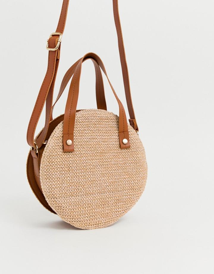Yoki Straw Circle Cross Body Bag - Tan