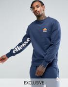 Ellesse Sweatshirt With Under Sleeve Print In Navy - Navy