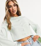 Missguided Blouse With Oversized Sleeve In Mint-green