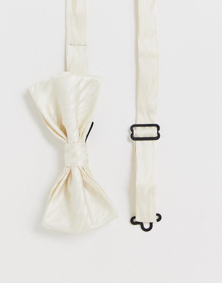 Devils Advocate Cream Zebra Satin Bow Tie