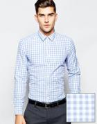 Asos Blue Gingham Check Shirt In Regular Fit - Blue