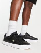 Lacoste Powercourt Leather Sneakers In Black/dark Gray