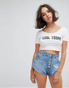 Pull & Bear Crop Top Cool Today - White