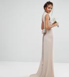 Tfnc Tall High Neck Maxi Bridesmaid Dress With Bow Back - Pink