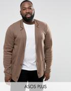 Asos Plus Knitted Blazer In Light Brown - Brown