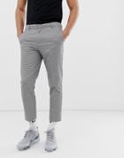 New Look Slim Fit Cropped Pants In Puppytooth-black