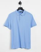 Asos Design Organic Blend Jersey Polo In Blue