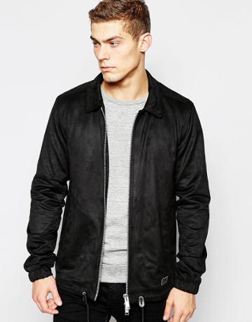 Brixtol Jacket In Faux Suede - Black