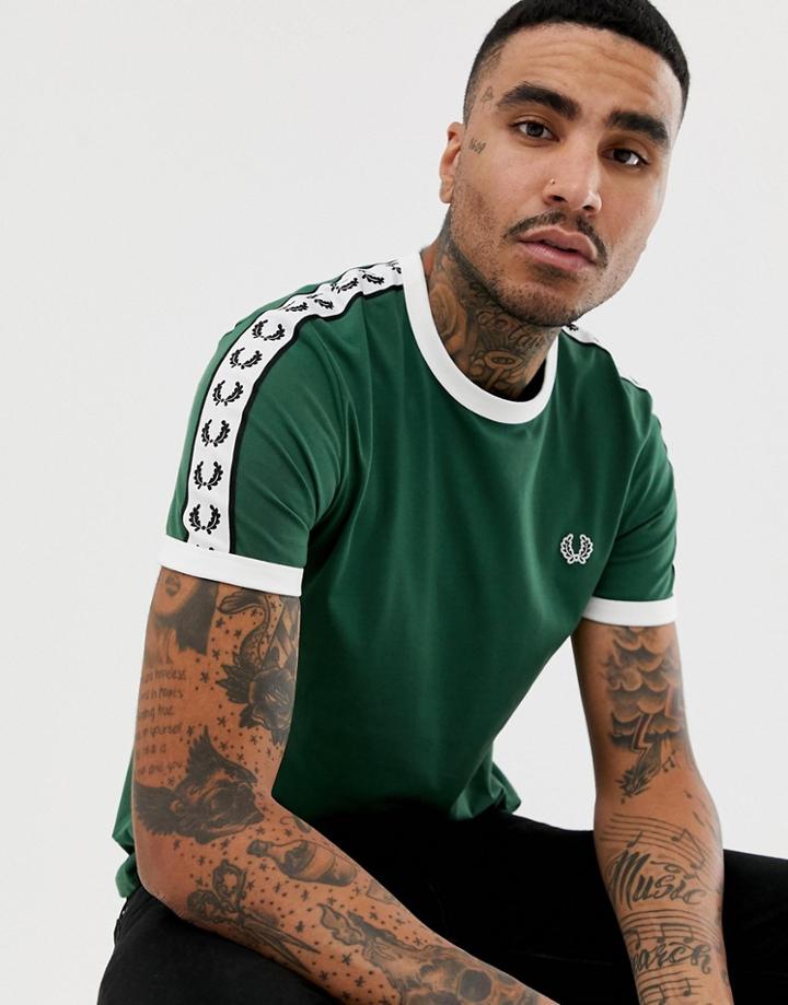 Fred Perry Sports Authentic Taped Ringer T-shirt In Green - Green