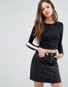 Daisy Street Stripe Sweatshirt - Black