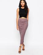 Love Midi Pencil Skirt With Zip In Marl - Pink
