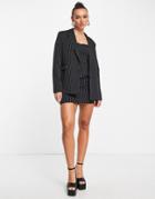 Extro & Vert Oversized Blazer In Pinstripe-black