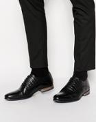 Asos Oxford Shoes In Black Leather With Toe Cap - Black
