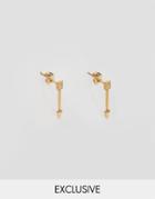 Reclaimed Vintage Inspired Stud Earrings Gold Arrow - Gold