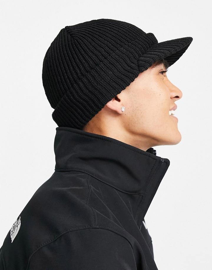 Asos Design Peaked Beanie In Black