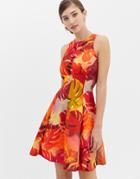 Closet Red Floral A Line Dress - Red