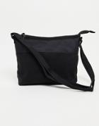 Asos Design Slouchy Crossbody Bag In Black Nylon And Fleece
