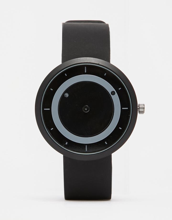 Dark Future Watch In Matte Black With Moving Discs - Black