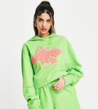 Collusion Fuzzy Hawaiian Print Oversized Hoodie In Green - Part Of A Set
