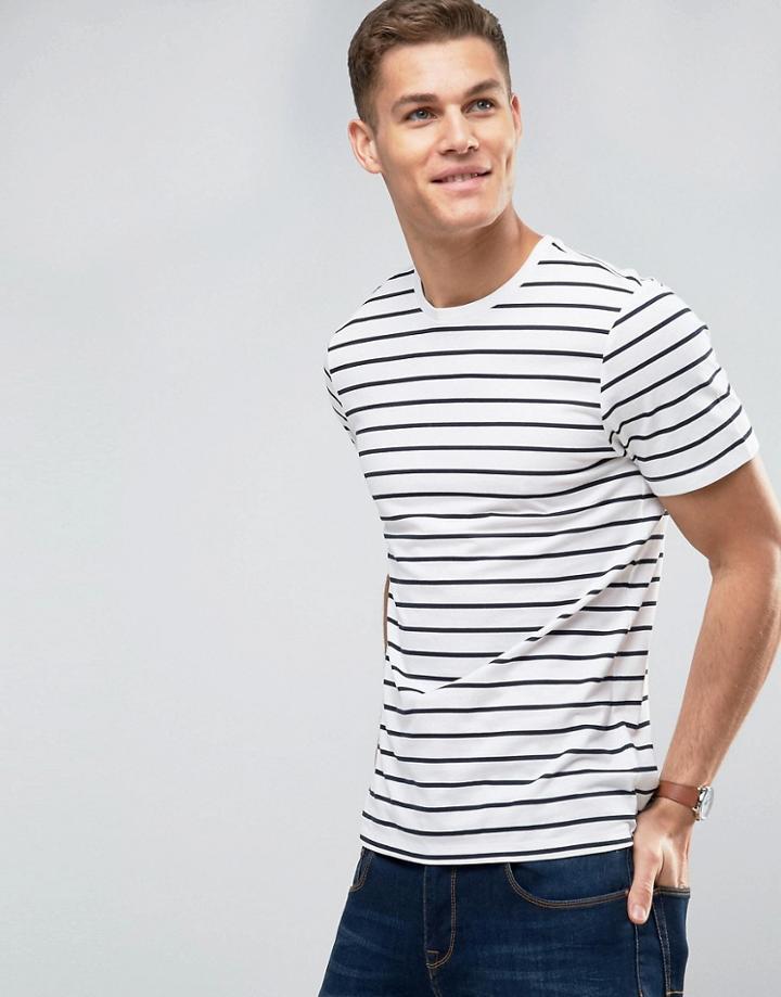 New Look Striped T-shirt In White - White