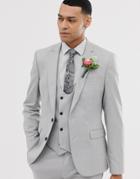 Asos Design Wedding Super Skinny Suit Jacket In Micro Texture Ice Gray - Gray