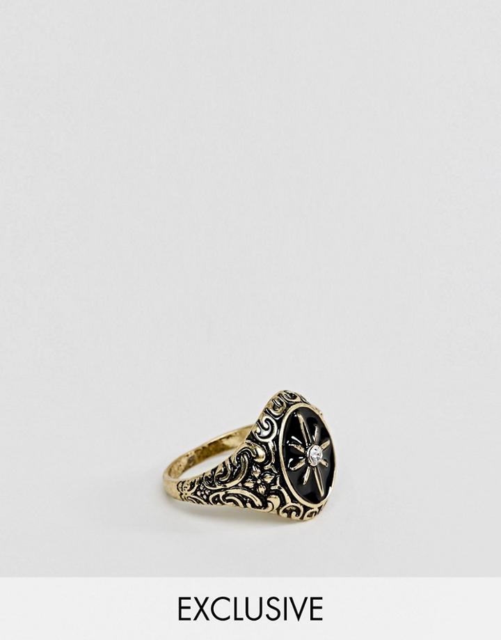 Reclaimed Vintage Inspired Ring With Compass Design In Gold Exclusive At Asos - Gold