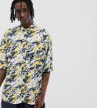 Noak Oversized Paint Splatter Shirt In Ecru - White