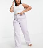 Yours Wide Leg Jeans In Lilac-purple