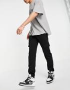 New Look Jersey Cargo Sweatpants In Black