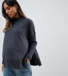 Asos Design Maternity Nursing Eco Boxy Sweater With Ripple Hem-gray