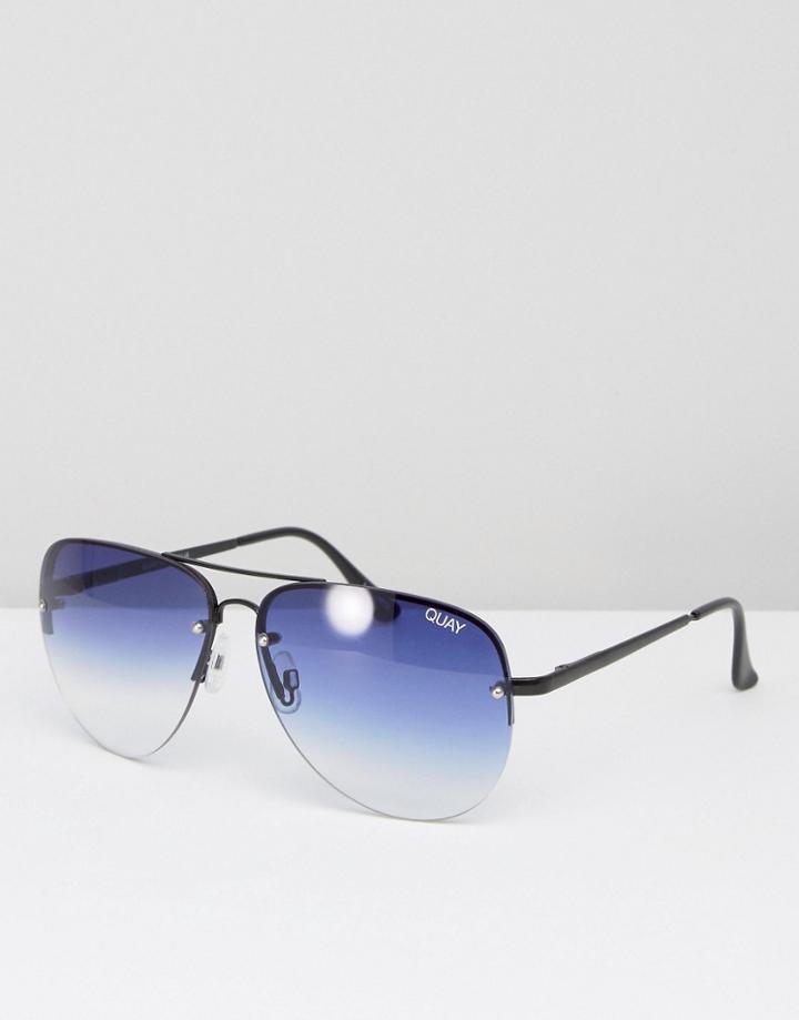 Quay Australia Muse Fade Aviator Sunglasses - Blue