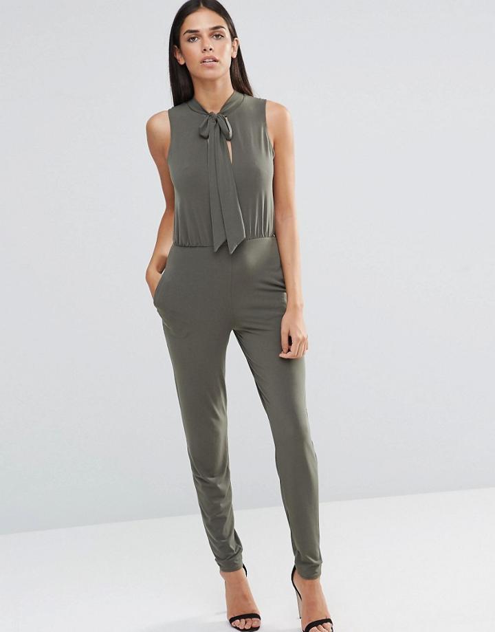 Love Tie Neck Jumpsuit - Green