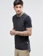 Minimum T-shirt With Shoulder Zip - Black