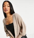 Asos Design Petite Edge To Edge Boxy Cardigan In Camel-neutral