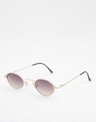 Asos Design Mini Metal Round Sunglasses In Silver With Smoke Lens