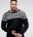 Brave Soul Plus Sweater With Reverse Panel - Black